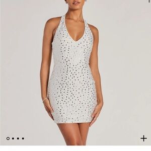 White rhinestoned mini dress